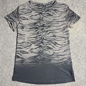 All Saints Gray Ombre Tiger-Stripe Short Sleeve Tee